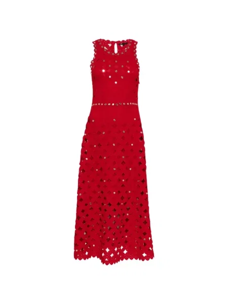 Sukienka midi Maje ażurowa do kolan garniturowa czerwona