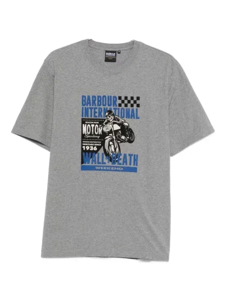 Raštuotas marškinėliai Barbour International pilka