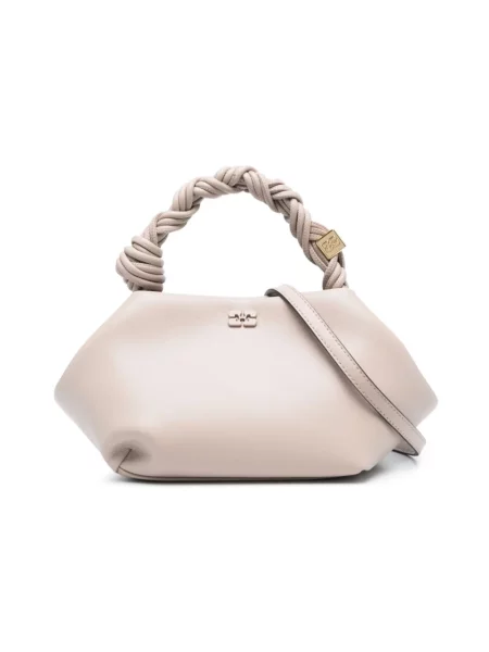 Torebka crossbody Ganni z klapami beżowa