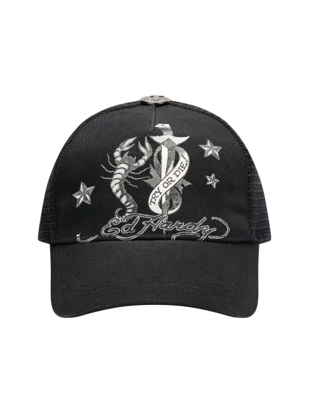 Ed Hardy Șapcă Dagger Scorpion gri închis / negru alb