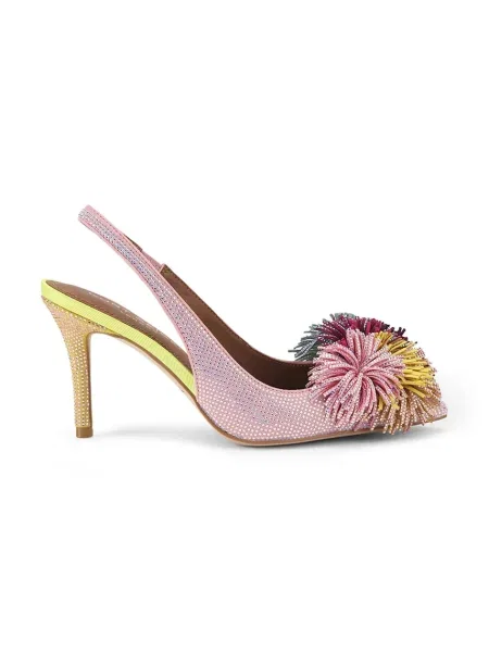 Kurt Geiger London botine din piele întoarsă Pom Pom Sling roz