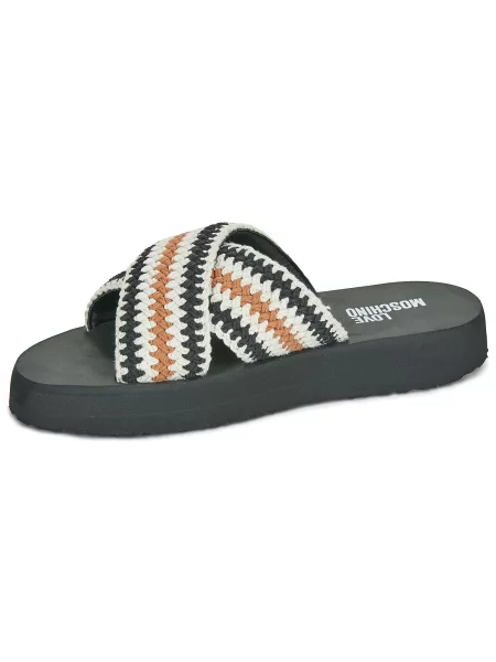 Love Moschino Șlapi cu adaos de piele negru