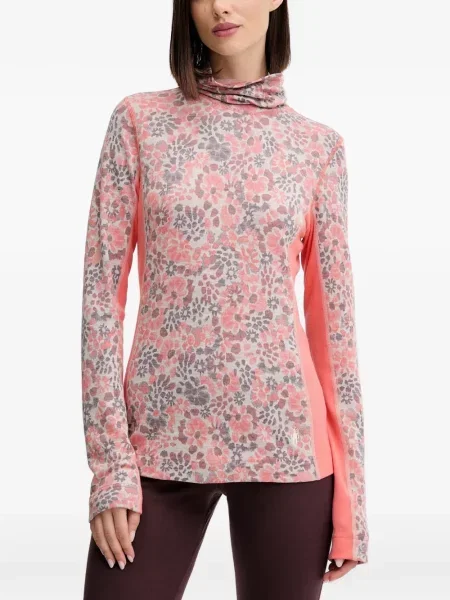 Termic top Smartwool cu model floral cu imagine roz