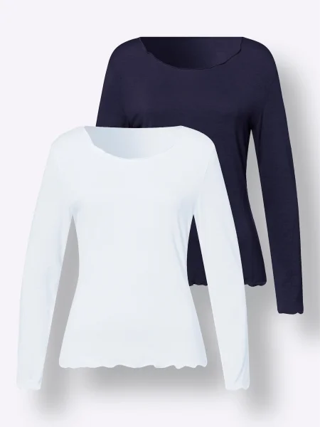 Heine Tricou ecru / marin albastru