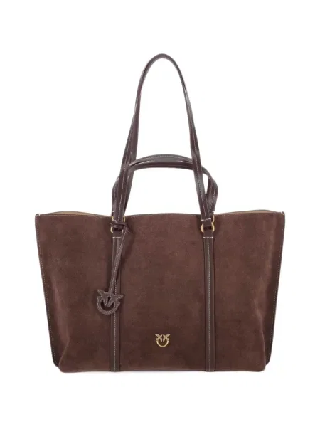 Geantă shopper Pinko din piele de căprioară maro