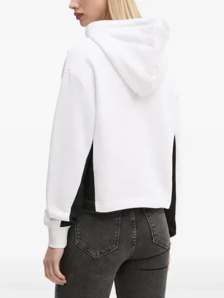 Суичър с качулка Karl Lagerfeld Jeans с автограф бяло