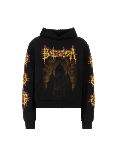 Lniana bluza z kapturem Balenciaga z kapturem czarna