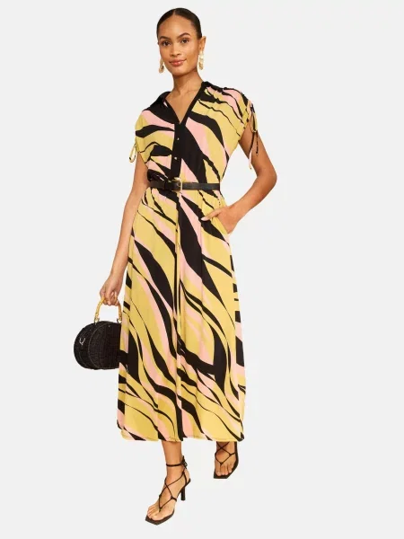 Love & roses Rochie tip bluză verde deschis / roz deschis negru