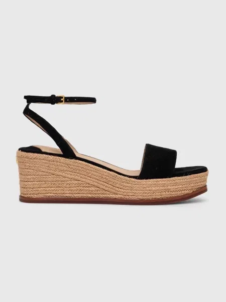 Lauren Ralph Lauren sandale din piele întoarsă Leona negru