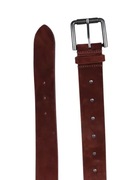 Cu centură curea Max Mara din piele de căprioară maro