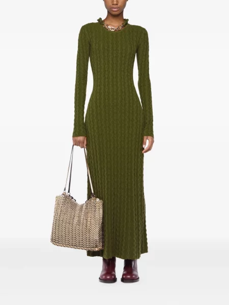 Rochie maxi Rabanne de lână de costum verde