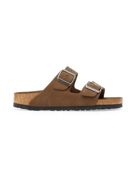 Klapki Birkenstock zamszowe brązowe