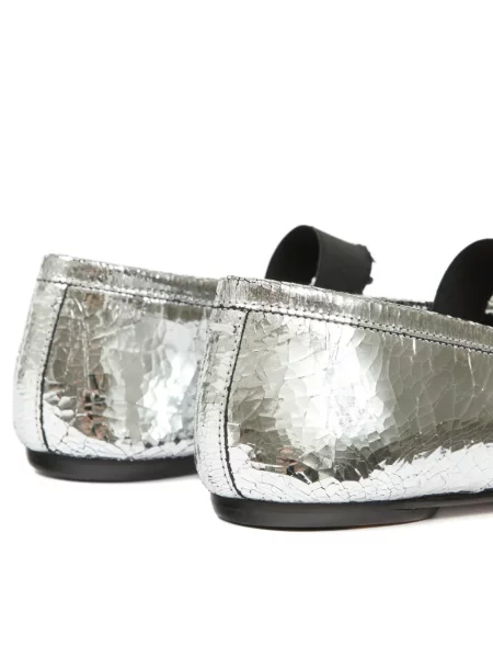 Balerini Maison Margiela din piele argintiu