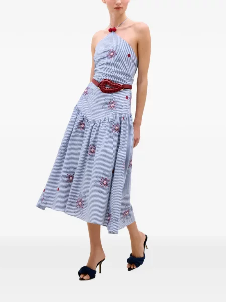 Rochie midi Silvia Tcherassi cu dungi albastru