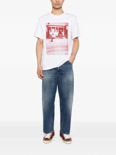 Grafic tricou A.p.c. cu imagine alb