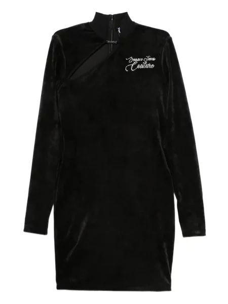 Długa mała sukienka jeansowa Versace Jeans Couture garniturowa czarna