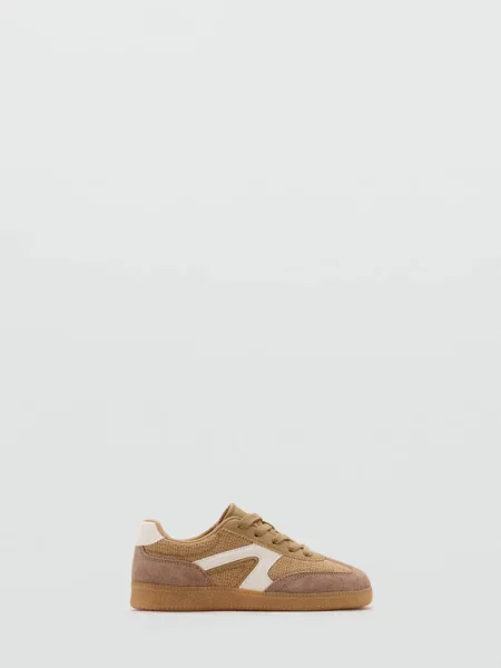 Buty sportowe sznurowane ze wstawkami piaskowy Dzieci 33 MANGO KIDS