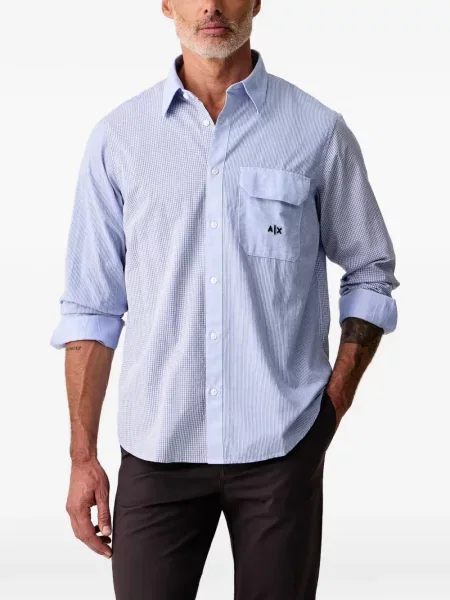 Cămașă Armani Exchange cu broderie albastru