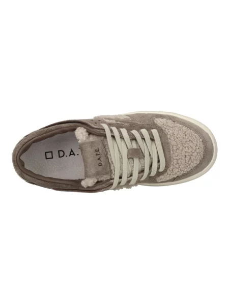 Sneakersy D.a.t.e. typu teddy skórzane brązowe
