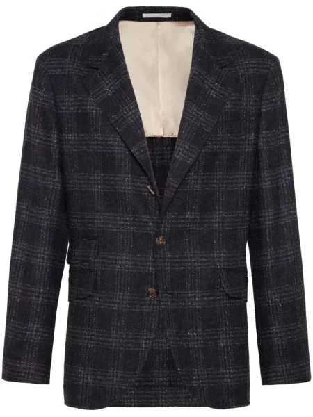 Карирано яке Brunello Cucinelli черно