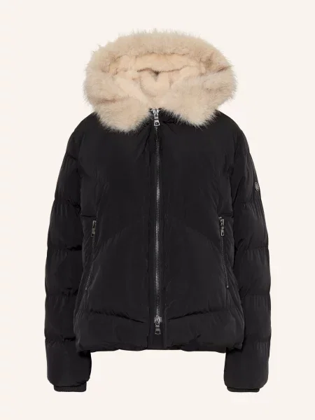 Blonde Prošívaná Bunda Snow S Umělou Kožešinou / béžová černá
