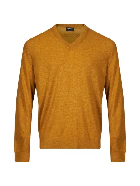 Pulover Zegna cu decolteu în V galben