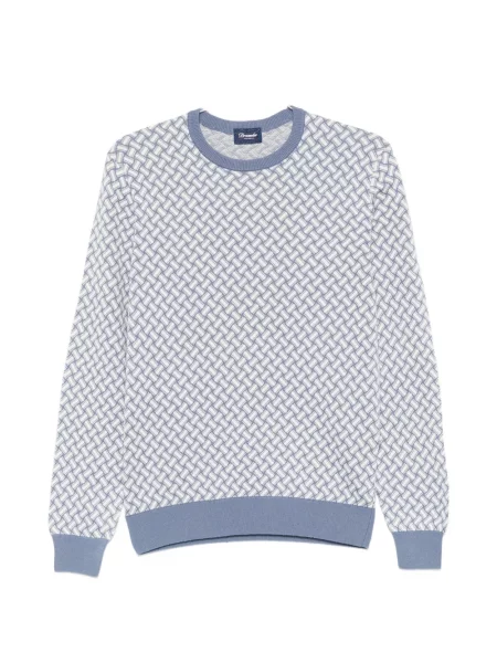 Pulover Drumohr cu imprimeu geometric albastru