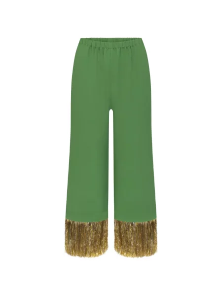 Pantaloni Simon Miller cu franjuri verde