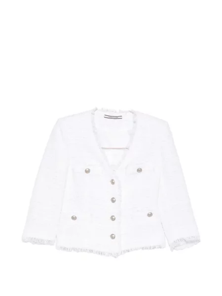 Geacă Tagliatore cu decolteu în V din tweed alb