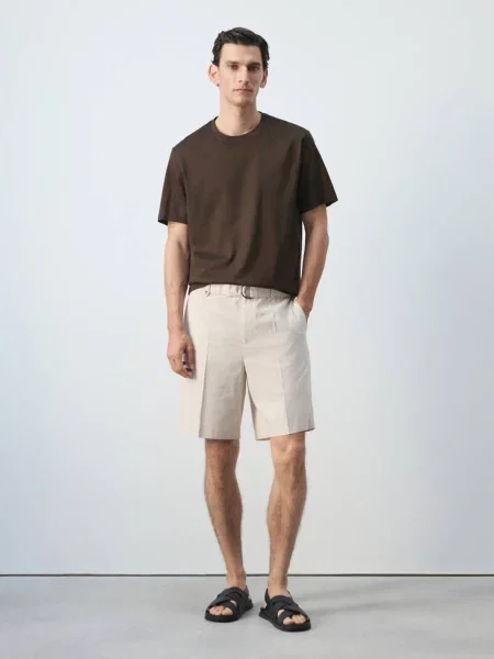 Koszulka regular fit g/m² Mężczyzna XXL MANGO MAN brązowy