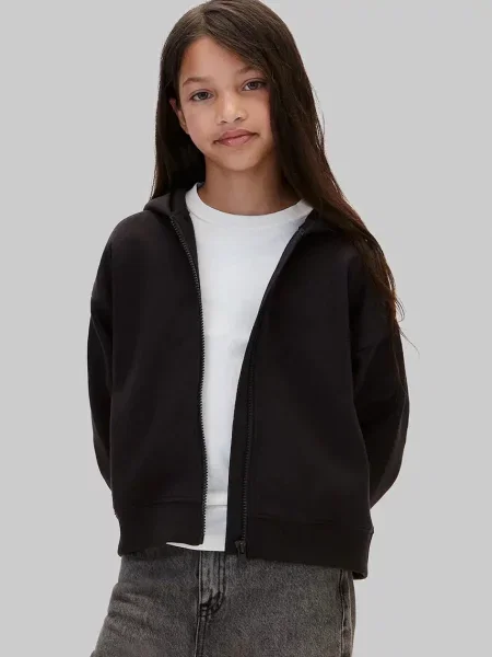 Calvin Klein Jeans hanorac cu și glugă pentru copii cu negru