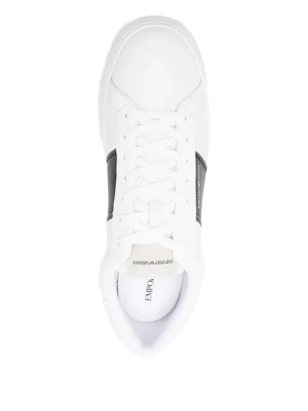 Sneakerși Emporio Armani din piele cu imagine alb