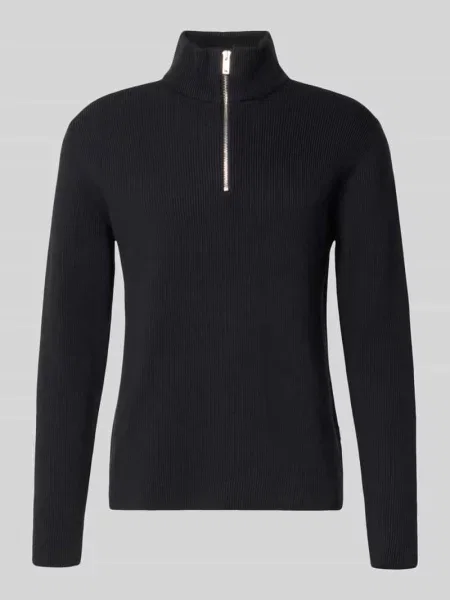 Sweter z dzianiny z kołnierzem Lindbergh czarny