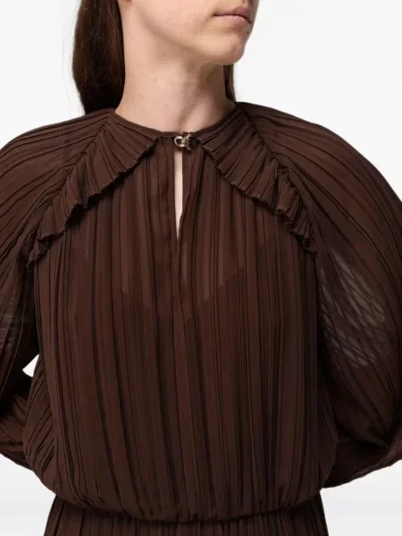 Rochie maxi Fabiana Filippi cu volane maro