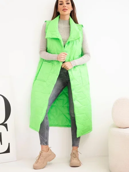 Vestă Kesi Włoski matlasată lungă verde