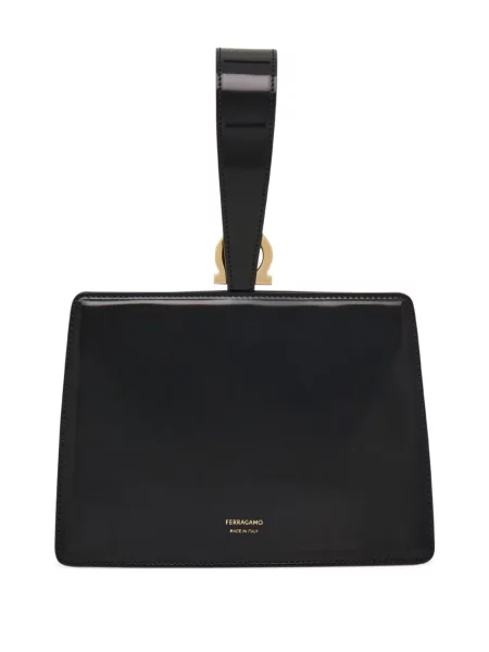 Geanta de piele Ferragamo din piele cu imprimeu geometric negru
