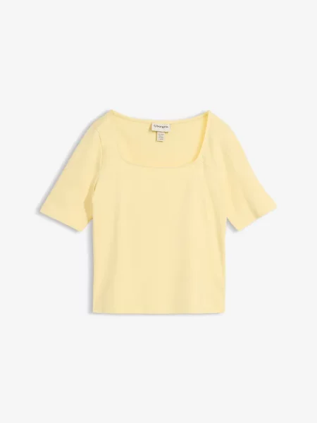 T-shirt z grubej bawełny organicznej żółta