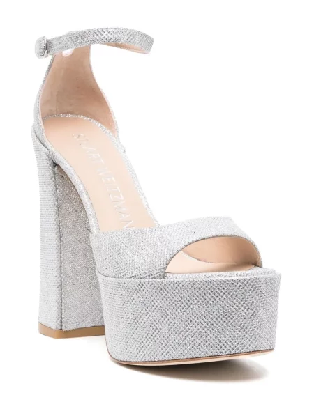 Sandale Stuart Weitzman cu platformă argintiu