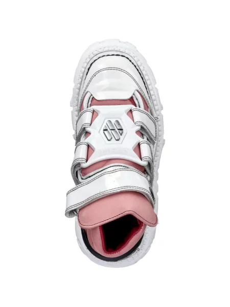 Botine New Rock cu platformă cu bretele alb