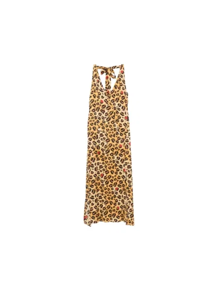 Sukienka bez rękawów Alessandro Enriquez bez rękawów z nadrukiem zwierzęcym beżowa
