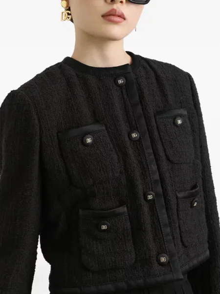 Geacă Dolce & Gabbana din tweed negru