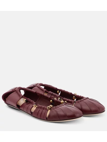 Balerini Chloé din piele roșu