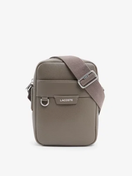 Кожаная сумка через плечо Lacoste коричневая