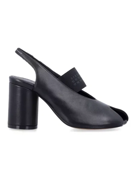 Czółenka Mm6 Maison Margiela skórzana z otwartą piętą czarna