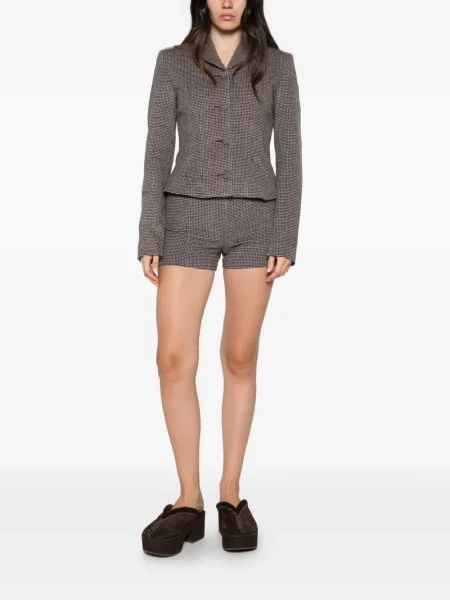 Pantaloni scurți Maggie Marilyn cu model herringbone maro
