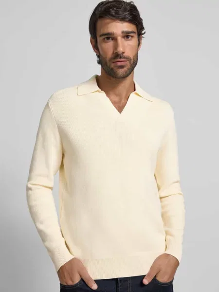 Sweter z dzianiny z prążkowanymi wykończeniami model ‘kollo’ Matinique biały