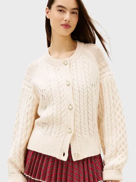 Шерстяной кардиган Tommy Jeans белый