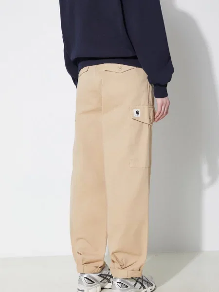 Carhartt WIP pantaloni de Collins Pant fason cargo high waist bej