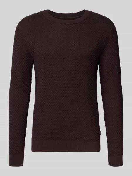 Sweter z dzianiny z fakturowanym wzorem model ‘BARKLEY’ Jack & Jones Premium bordowy