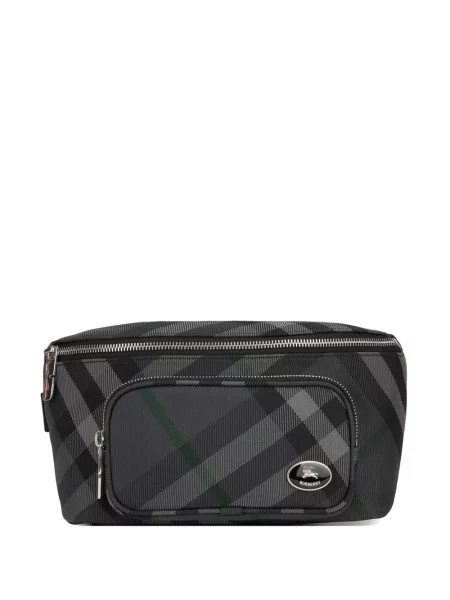 Cu centură curea Burberry în carouri gri